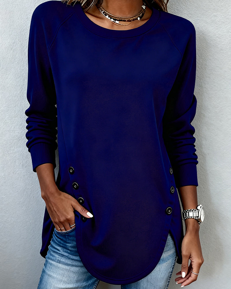 Irregular Hem Sweatshirt with Raglan Sleeves