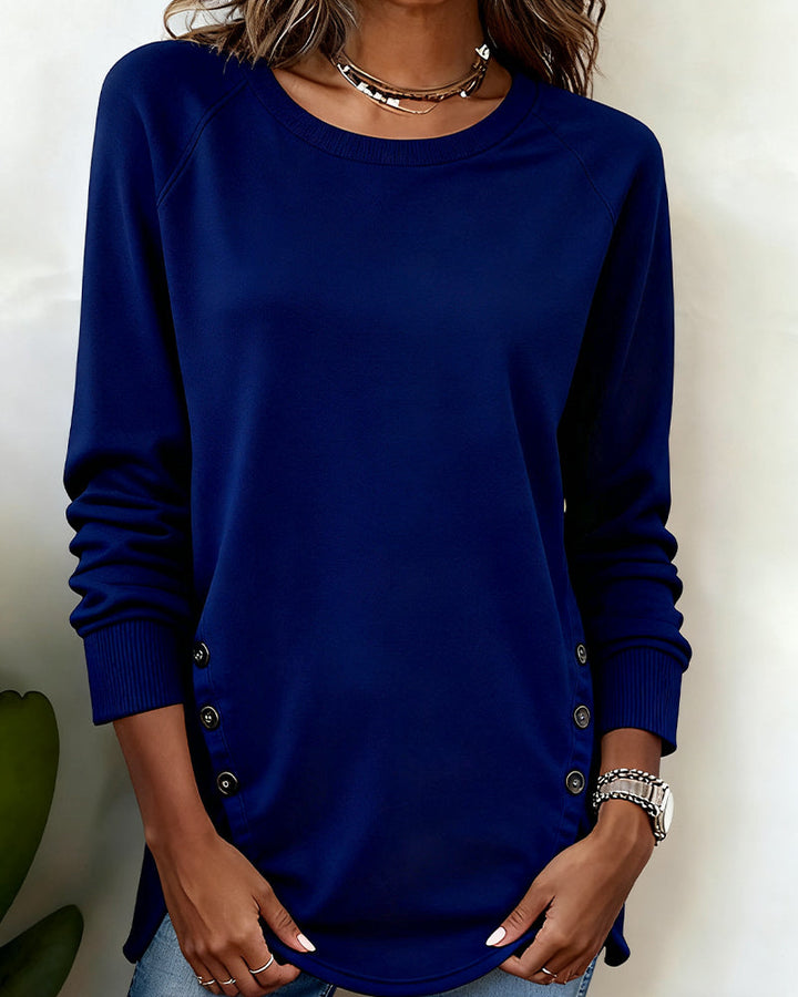 Irregular Hem Sweatshirt with Raglan Sleeves