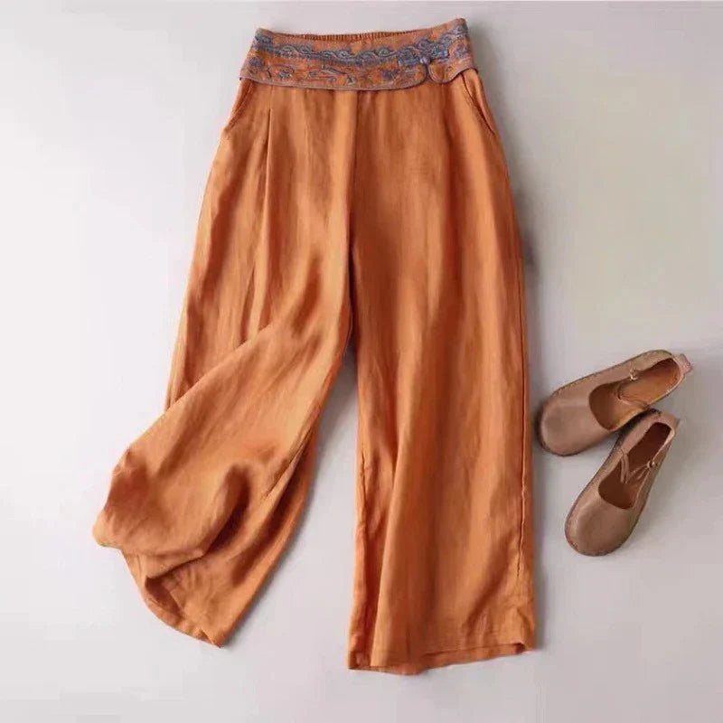 CORAL LINEN PANTS