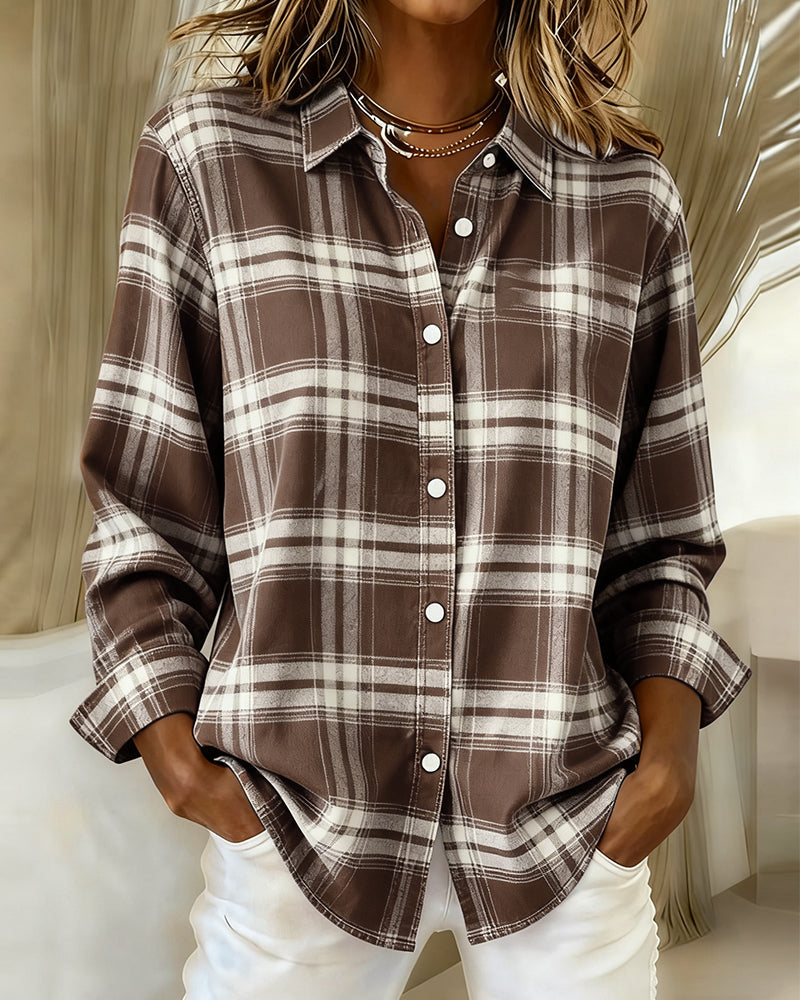 Shirt with Plaid Pattern and Collar