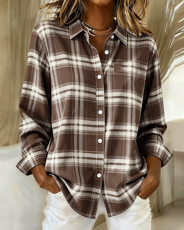 Shirt with Plaid Pattern and Collar