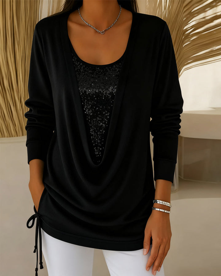 Two-Tone Sequin Top Effect Two-in-One