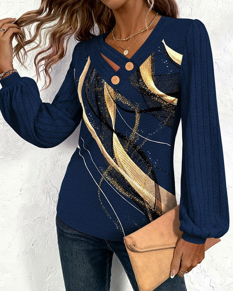 Striped Lantern Sleeve Top