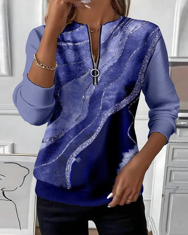 Diana™ | Vintage Half-Zip Printed Sweater