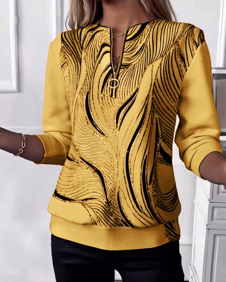 Casual Printed Zip-Up Sweatshirt