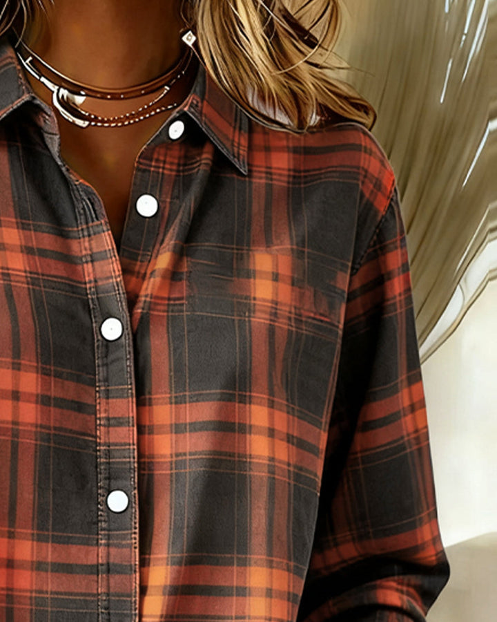 Shirt with Plaid Pattern and Collar