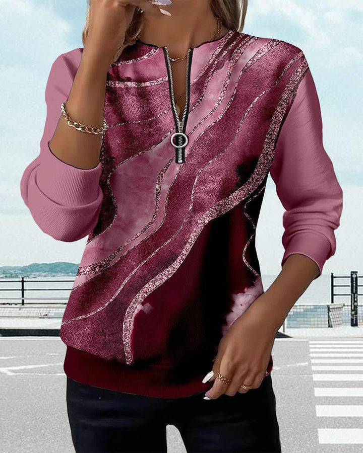 Diana™ | Vintage Half-Zip Printed Sweater