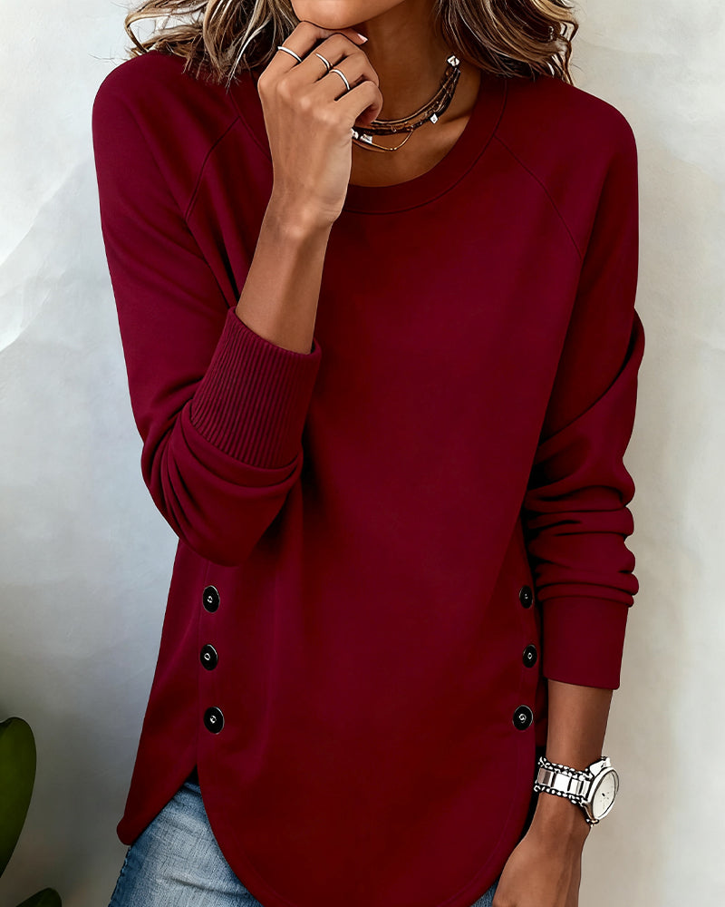 Irregular Hem Sweatshirt with Raglan Sleeves