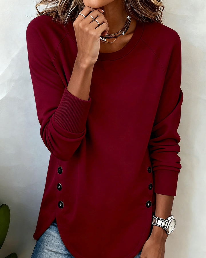 Irregular Hem Sweatshirt with Raglan Sleeves