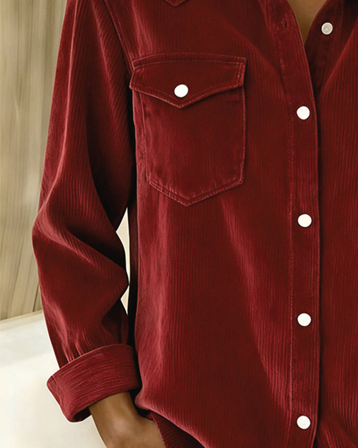 Long Sleeve Button-Up Shirt with Lapel