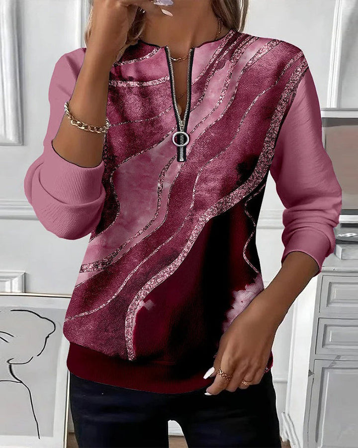 Diana™ | Vintage Half-Zip Printed Sweater