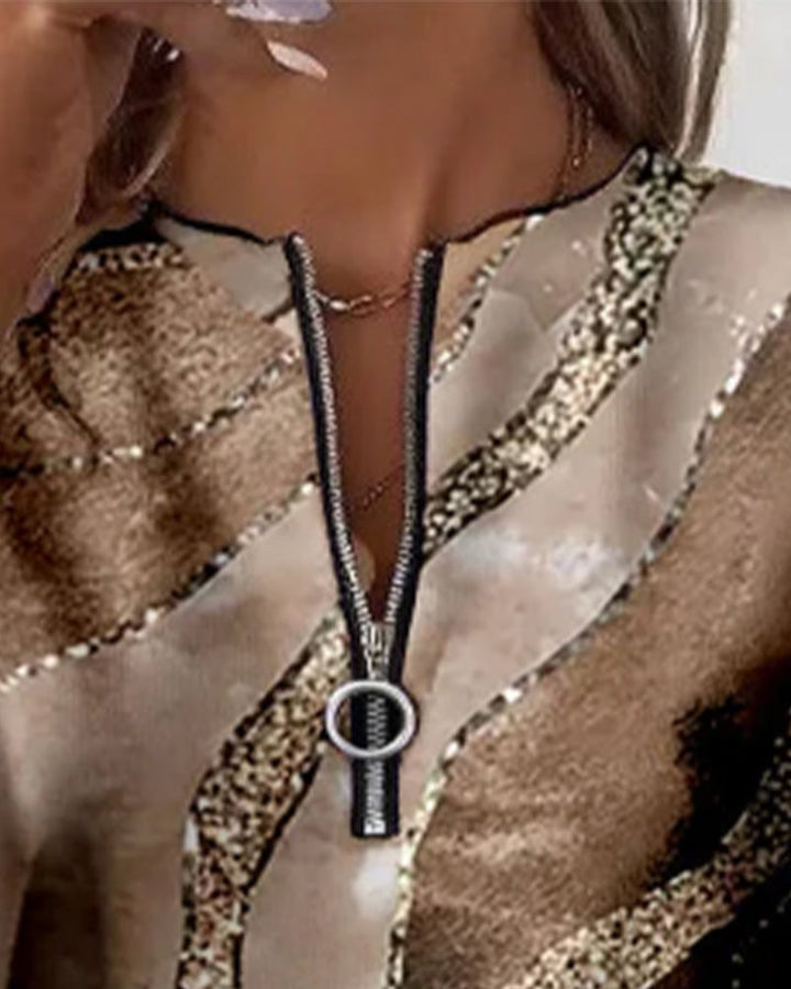 Diana™ | Vintage Half-Zip Printed Sweater