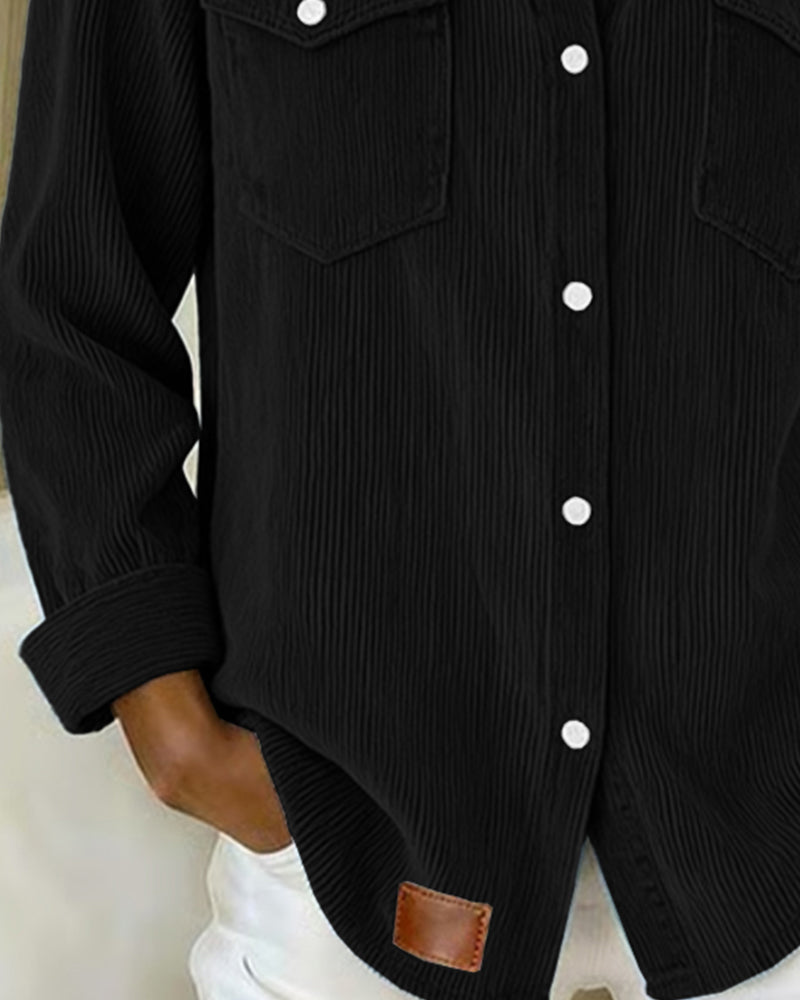 Long Sleeve Button-Up Shirt with Lapel
