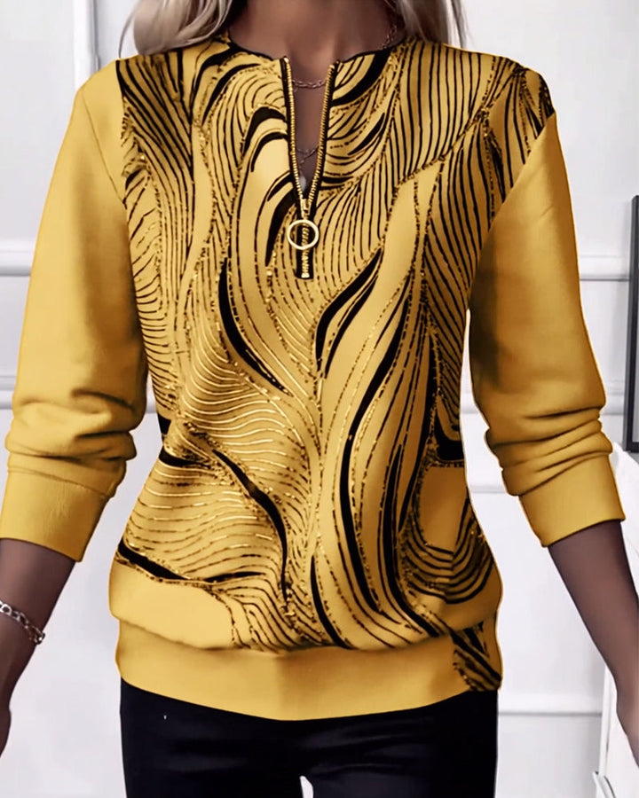 Casual Printed Zip-Up Sweatshirt