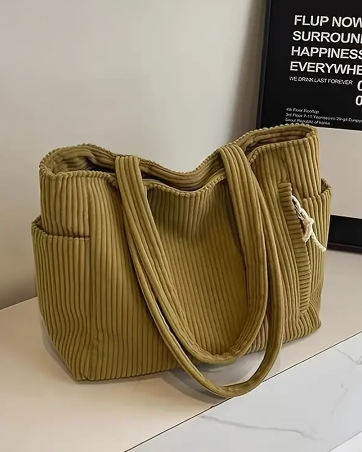 Evi– Ribbed Tote Bag with Cord Detail