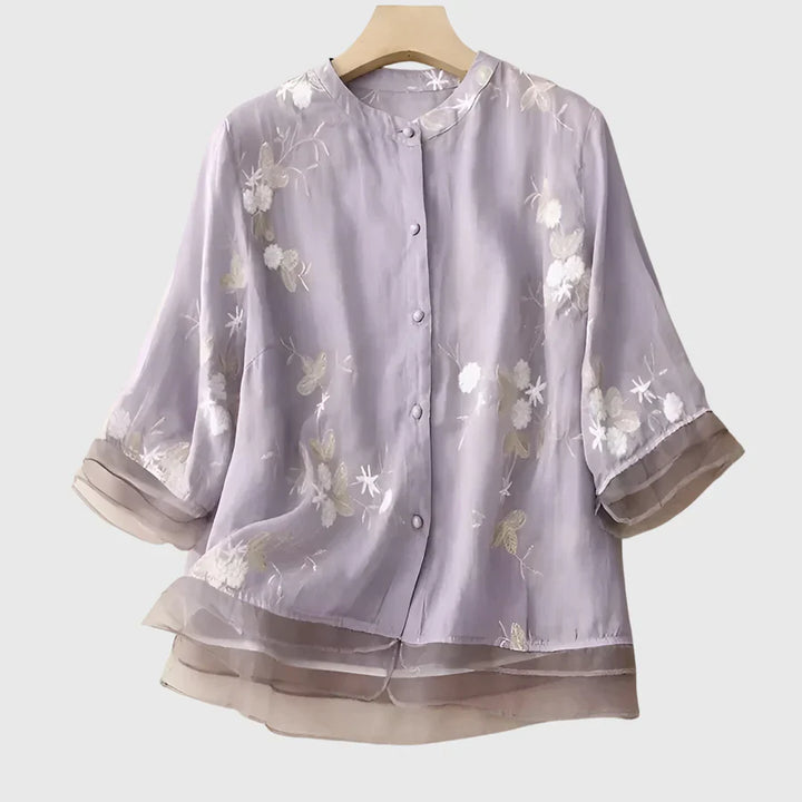 Nellie™ | Elegant Top with Embroidered Flowers