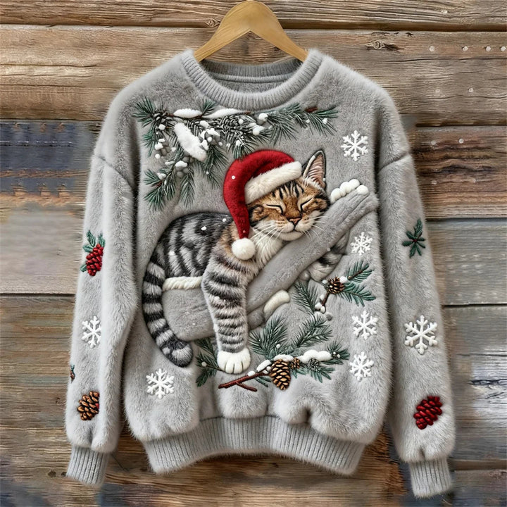 Olivia | Holiday Cat Plush Sweater
