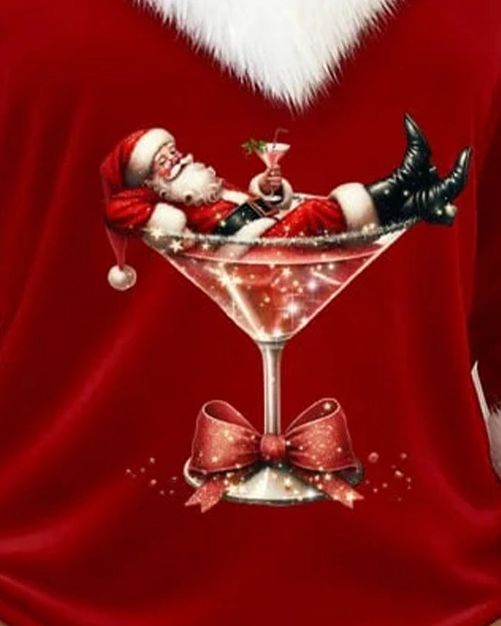 Faux Fur Trim Christmas Sweater Top