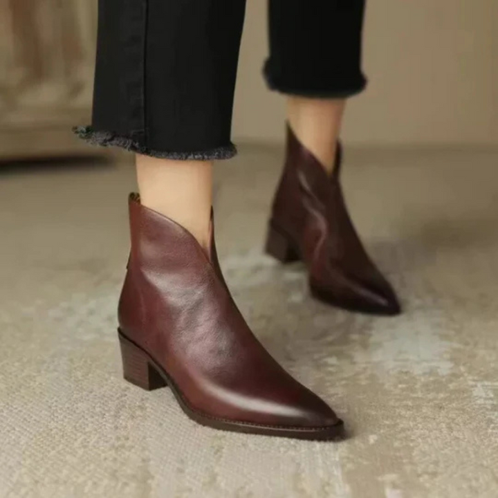 Lily| Luxury Ankle Boots with Low Heel