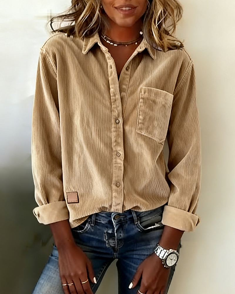 Trendy Corduroy Shirt with Revers