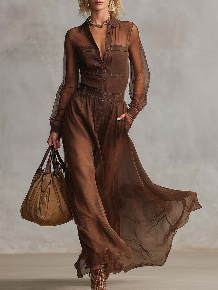 Carmen | Brown Cotton Maxi Dress