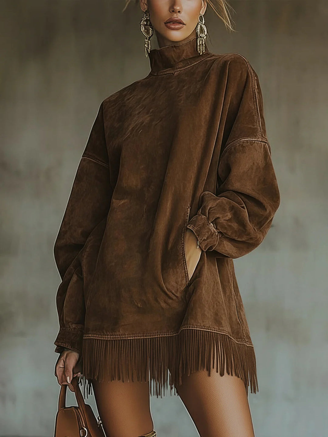 Faja | Cozy Suede Fringe Dress