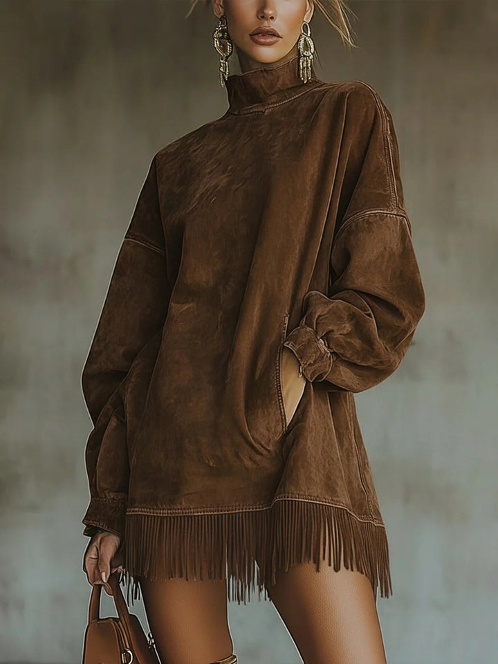 Faja | Cozy Suede Fringe Dress
