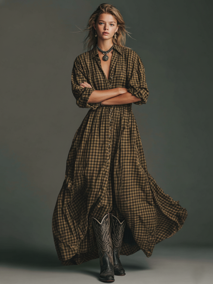 Regina | Long Sleeve Shirt Maxi Dress