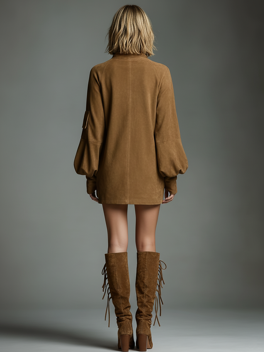 Karen | Suede Turtleneck Mini Dress