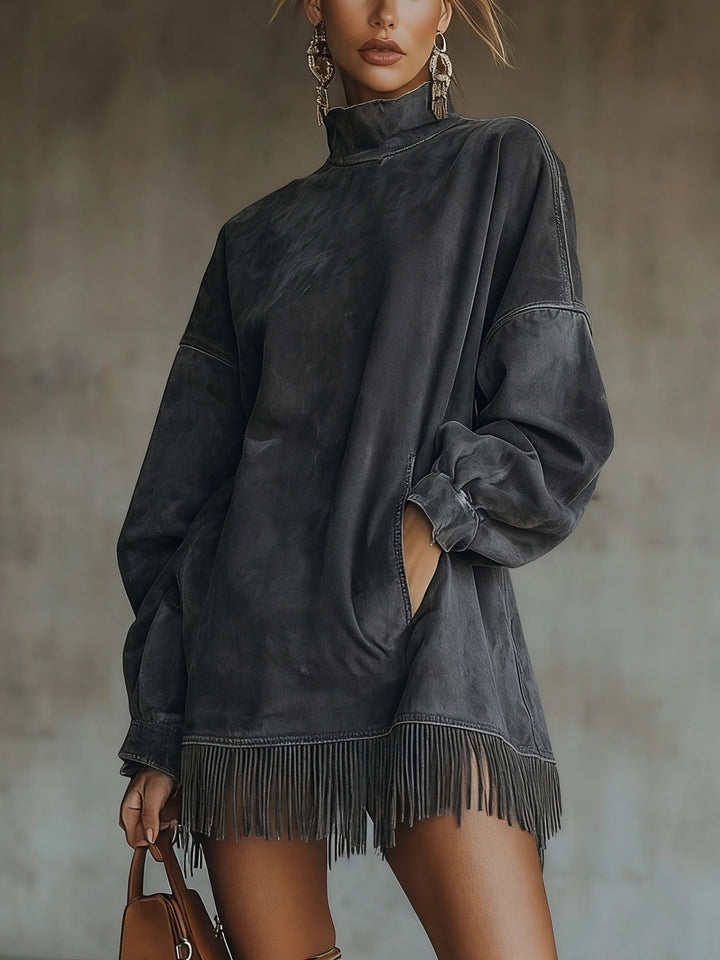 Amelia | Cozy Suede Fringe Dress