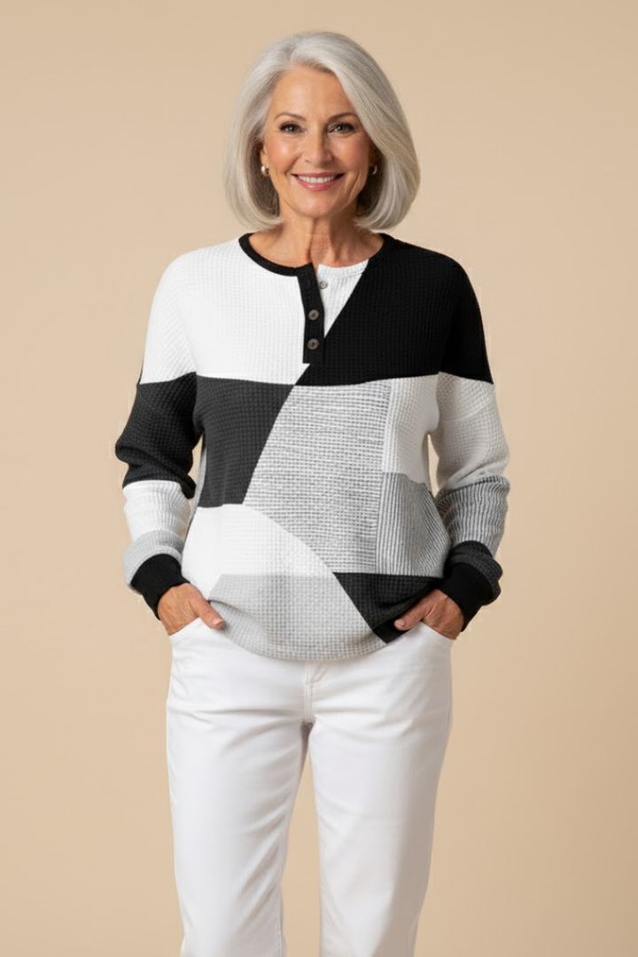 Hazel | Cozy Waffle Knit Henley