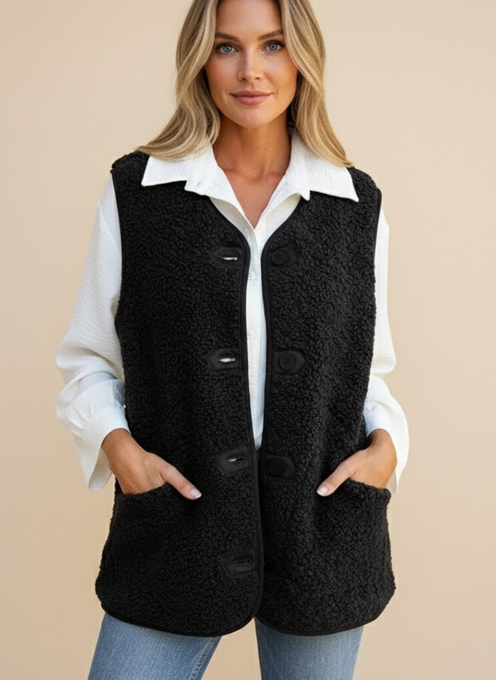 Sophia | Button-Down Short Warm Vest