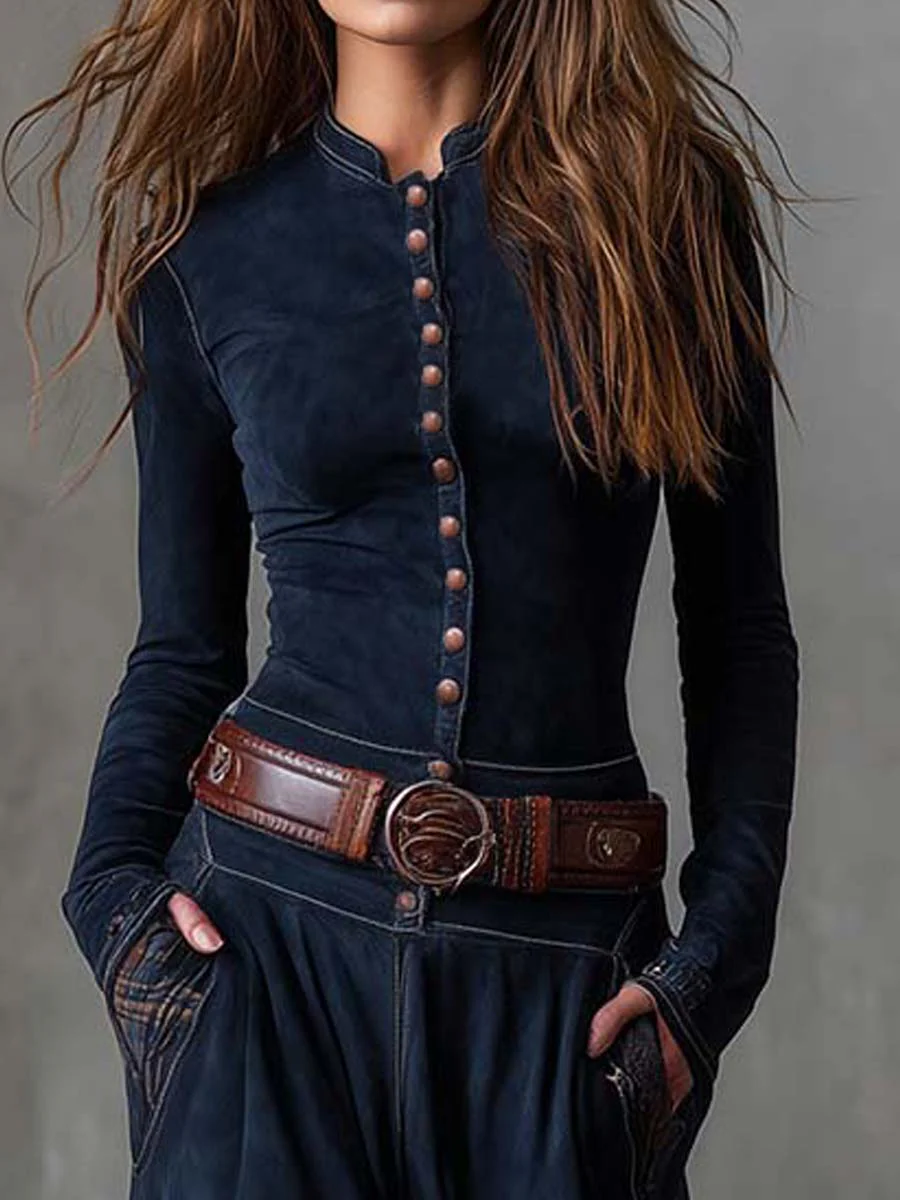 Michelle |Vintage Suede Maxi Dress (With Belt)