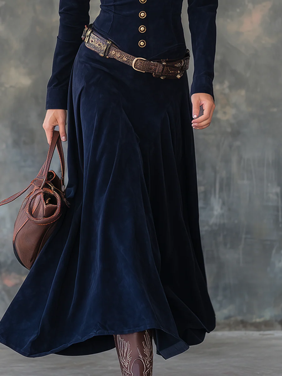Kimberly | Suede Maxi Dress(With belt)