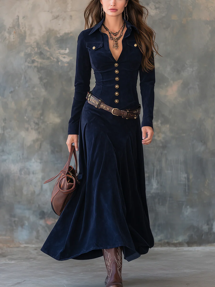 Kimberly | Suede Maxi Dress(With belt)