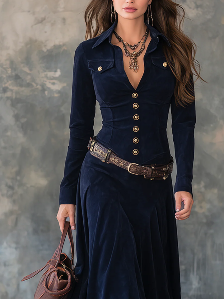 Kimberly | Suede Maxi Dress(With belt)