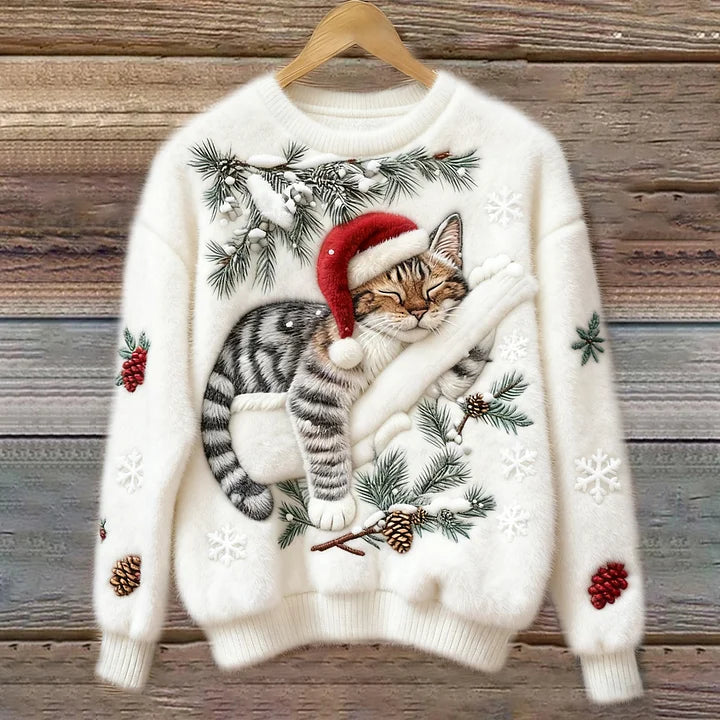 Olivia | Holiday Cat Plush Sweater