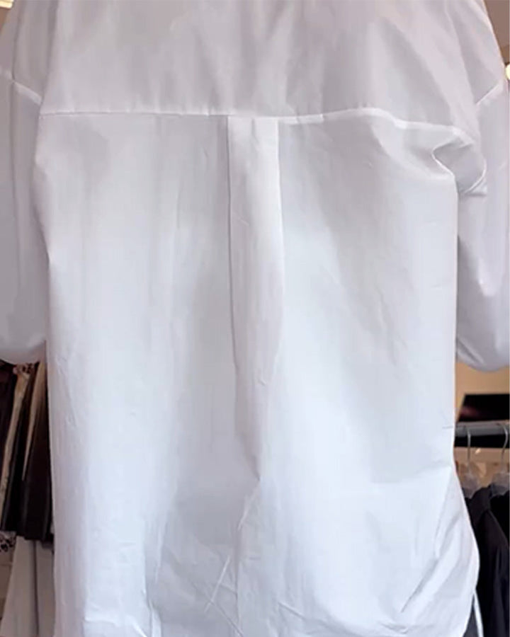 Shirt and Lace Underwear Set Solid Color Long Sleeves