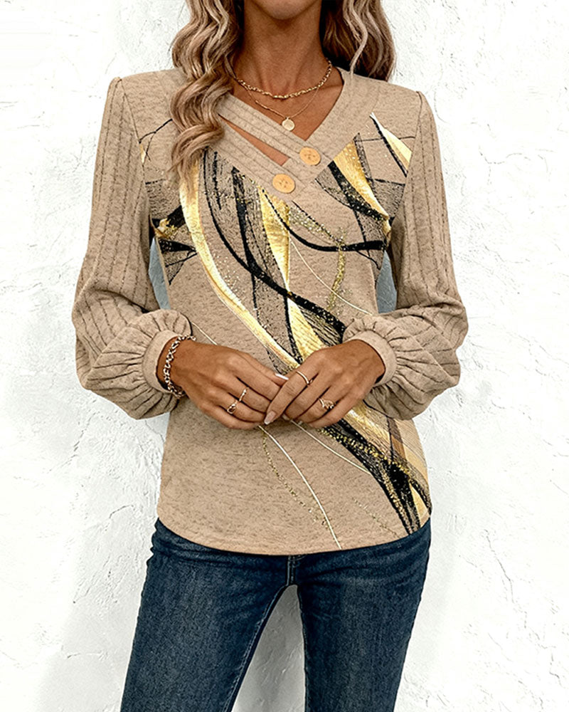Striped Lantern Sleeve Top