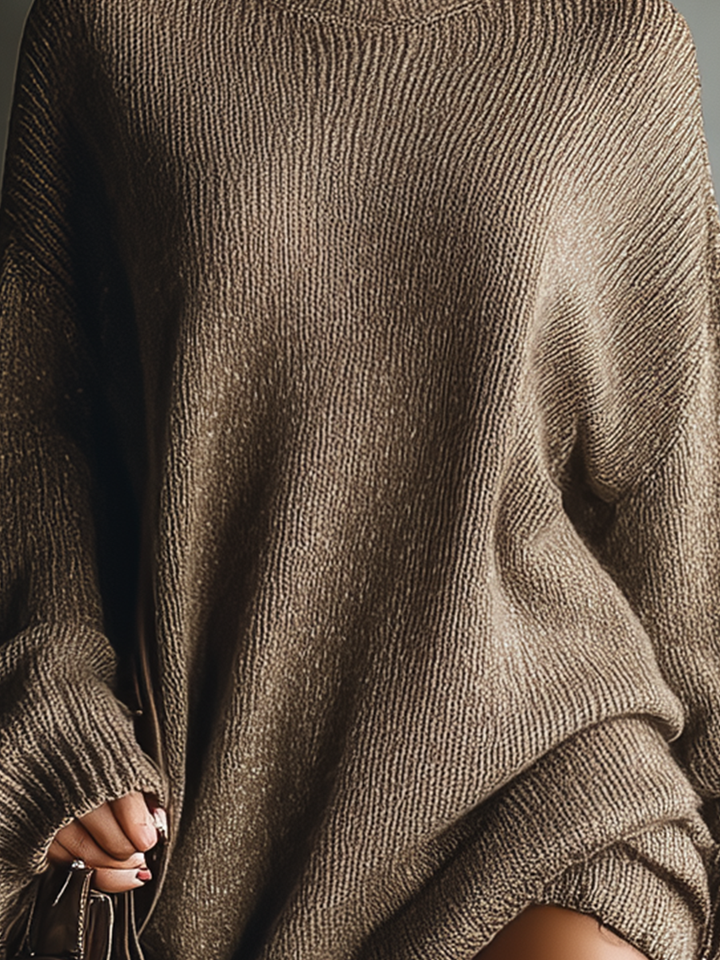 Holly | Brown Vintage Style Knit Mini Dress