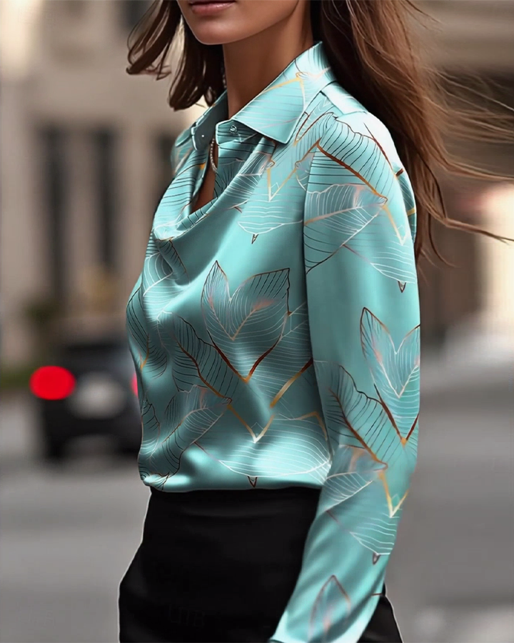 Elegant Satin Long Sleeve Blouse