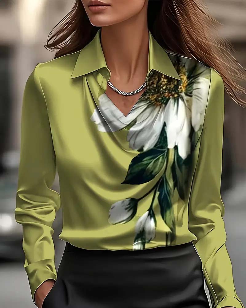 Printed Right Shoulder Reversed Blouse