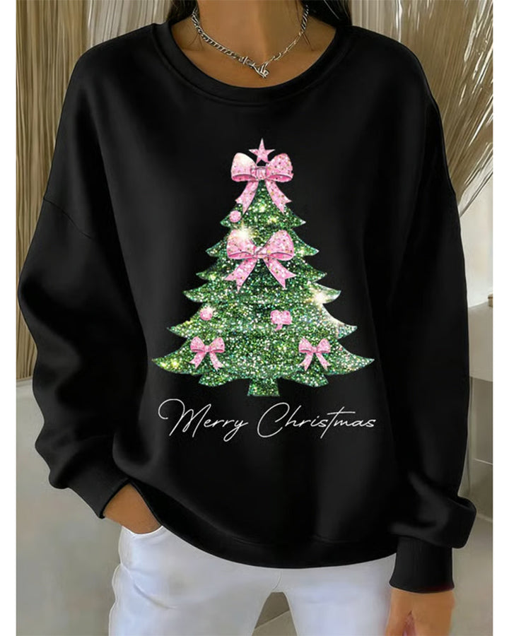 Round Neck Long Sleeve Christmas Printed Sweatshirt